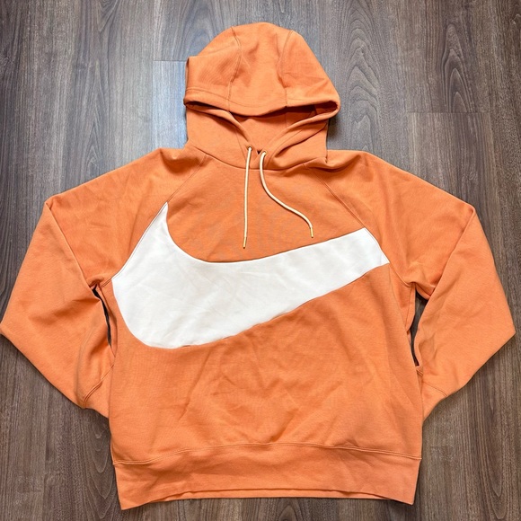 NEW Nike Tech Fleece Swoosh Hoodie Hot Curry Orange DD8222-808 - Picture 1 of 3